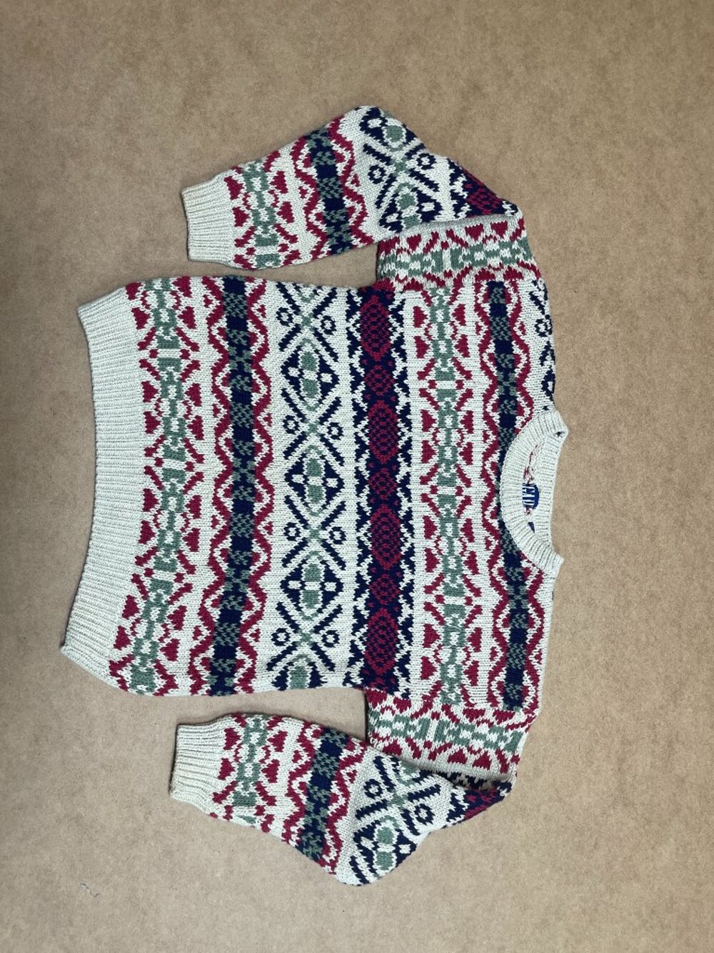 Vintage 90s Gap Ski Nordic Fair Isle Cotton Knit Sweater Size XL Chunky Pullover